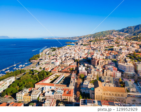 Messina city centre aerial panoramic view in Sicily Messina city centre aerial panoramic view in Sicily 129952929