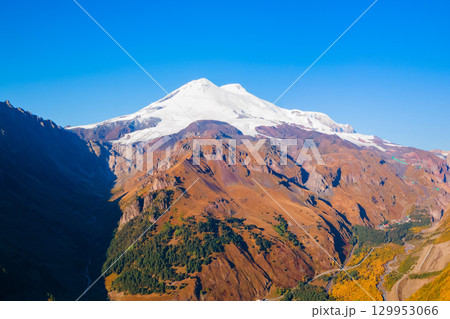 Mount Elbrus, highest mountain in Europe 129953066