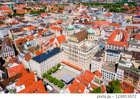 Augsburg old town aerial panoramic view 129953072