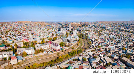 Istaravshan city aerial panoramic view in Tajikistan 129953078