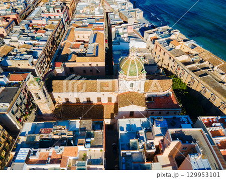 Trapani Cathedral or Duomo aerial panoramic view in Sicily 129953101