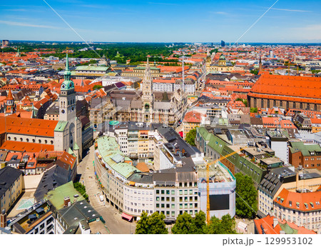 Marienplatz aerial panoramic view in Munich city, Germany Marienplatz aerial panoramic view in Munich city, Germany 129953102