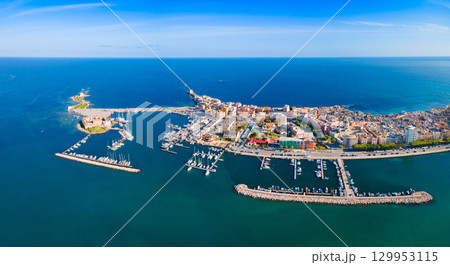 Trapani city port aerial panoramic view in Sicily 129953115