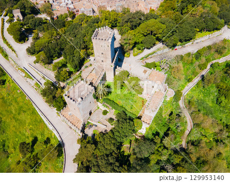 The Balio Towers aerial panoramic view in Erice 129953140