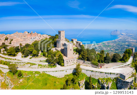 The Balio Towers aerial panoramic view in Erice The Balio Towers aerial panoramic view in Erice 129953143