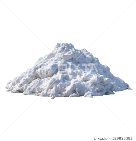 White powder pile granular texture isolated natural substance rough surface mineral material loose powder fine particles heap dry coarse irregular 129953392