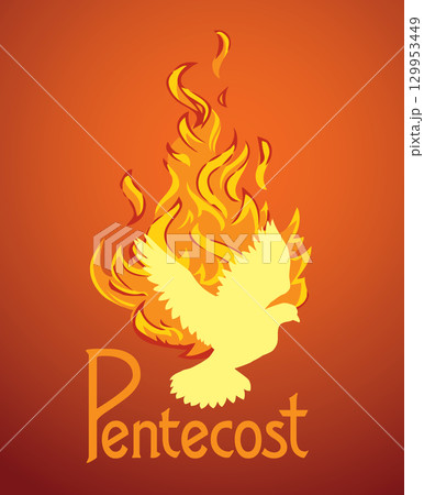 Pentecost sunday. Baptism with the Holy Spirit. Vector drawing icon 129953449
