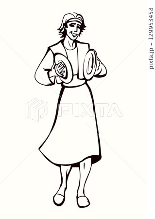The ancient Jewish man are having fun. Vector drawing The ancient Jewish man are having fun. Vector drawing 129953458