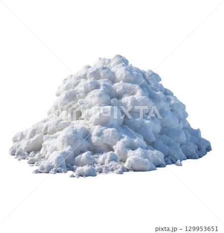 White powder pile with soft texture and fluffy appearance isolated on transparency background, evoking clean and pure feeling 129953651