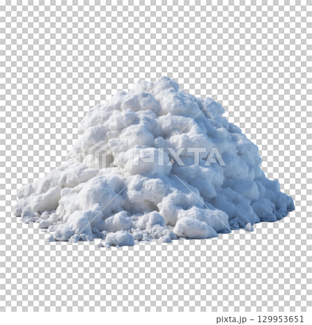 White powder pile with soft texture and fluffy appearance isolated on transparency background, evoking clean and pure feeling 129953651