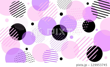 カラフルなドットの幾何学模様のポップな背景 129953745