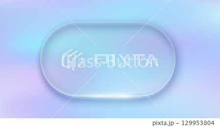 Vector Transparent Glass Buttons . UI UX Glass Screen of Mobile Device. Smartphone Interface Design. Design Elements for Application Phone, Game Menu and Website. Holographic Gradient Background. 129953804