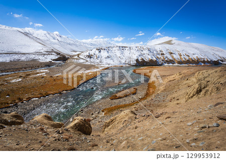 Mountain landscape view from Pamir highway, Tajikistan 129953912