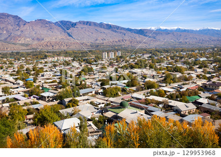 Penjikent city aerial panoramic view in Tajikistan Penjikent city aerial panoramic view in Tajikistan 129953968