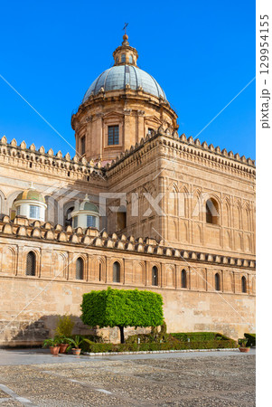 Palermo Cathedral or Duomo facade exterior view, Sicily 129954155