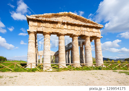 Temple of Segesta facade view in Sicily Temple of Segesta facade view in Sicily 129954175