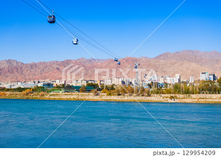 Cable car through Syrdarya river in Khujand Cable car through Syrdarya river in Khujand 129954209