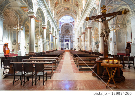 Trapani Cathedral or Duomo interior view in Sicily Trapani Cathedral or Duomo interior view in Sicily 129954260
