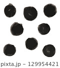 日本語タイトル：水墨画風の筆丸模様セット 129954421