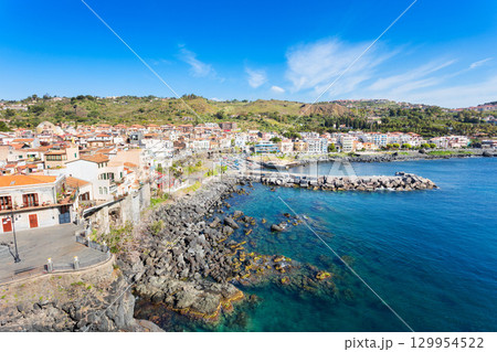 Aci Castello town aerial panoramic view, Sicily Aci Castello town aerial panoramic view, Sicily 129954522