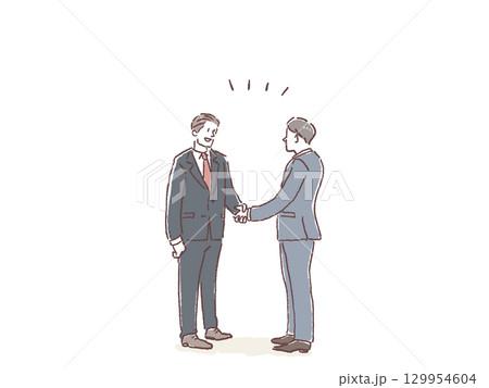 握手をするスーツを着た二人の男性、ビジネスマン、 握手をするスーツを着た二人の男性、ビジネスマン、 129954604