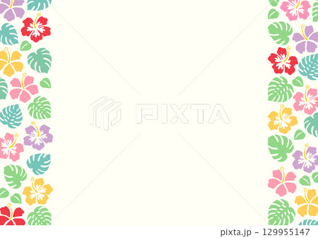 ハイビスカスの夏のフレーム 129955147