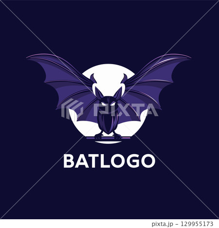 Stylized Bat Logo Design for Halloween and Night Themes 129955173