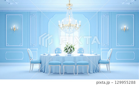 青と白のエレガントな披露宴会場 129955288