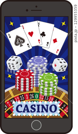 オンラインカジノのスマホ画面ネイビー オンラインカジノのスマホ画面ネイビー 129955359