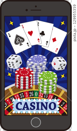 オンラインカジノのスマホ画面ネイビー オンラインカジノのスマホ画面ネイビー 129955359
