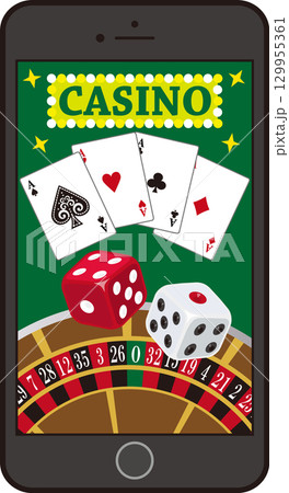 オンラインカジノのスマホ画面グリーン 129955361