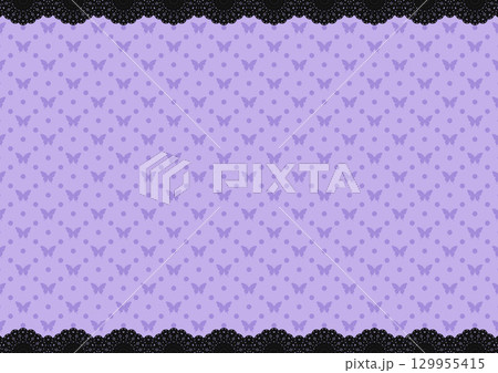 上下レース×蝶&ドット(パープル) 上下レース×蝶&ドット(パープル) 129955415