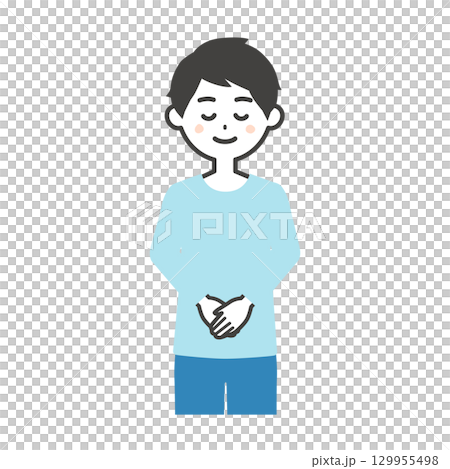 お辞儀する男性イラスト 129955498