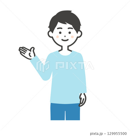手で指す男性イラスト 129955500