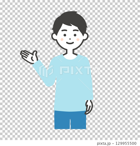 手で指す男性イラスト 129955500
