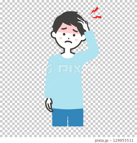 一名男子抱著頭的插圖 一名男子抱著頭的插圖 129955511