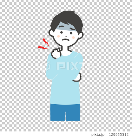Illustration of a man holding his shoulder 129955512