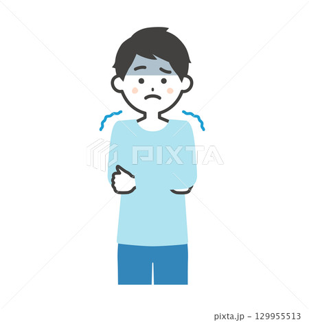 震える男性イラスト 129955513