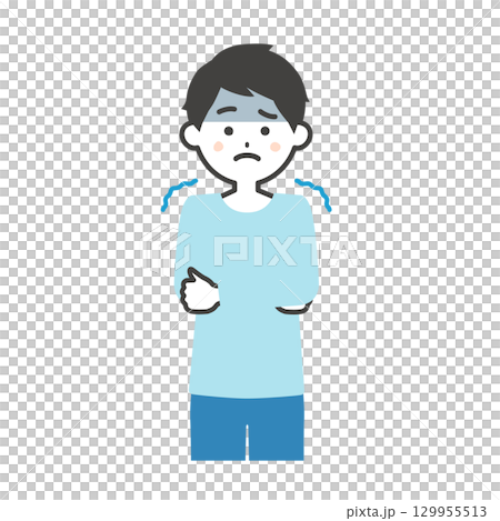 震える男性イラスト 129955513