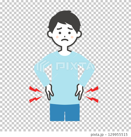 腰を押さえる男性イラスト 腰を押さえる男性イラスト 129955515