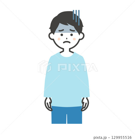 暗い表情の男性イラスト 暗い表情の男性イラスト 129955516