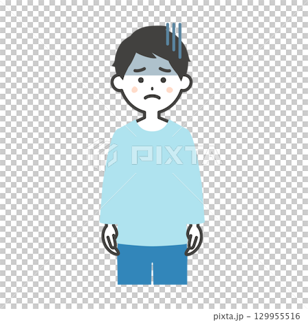 暗い表情の男性イラスト 暗い表情の男性イラスト 129955516