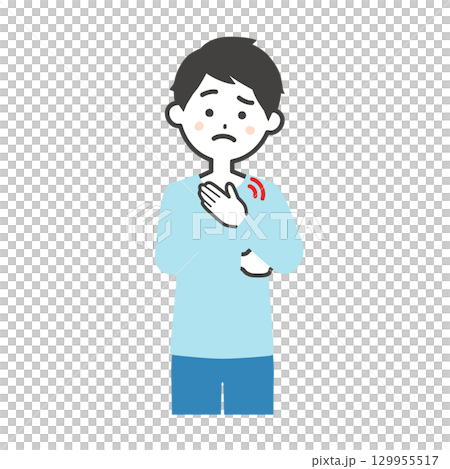 胸元を押さえる男性イラスト 胸元を押さえる男性イラスト 129955517