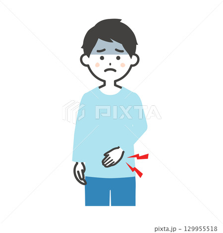 お腹を押さえる男性イラスト 129955518
