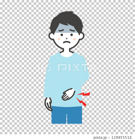 一名男子摀著肚子的插圖 129955518