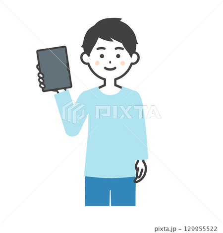 タブレットを持つ男性イラスト タブレットを持つ男性イラスト 129955522