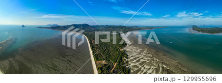 Aerial view panorama landscape nature view in sunset or sunrise sky background Aerial view panorama landscape nature view in sunset or sunrise sky background 129955696