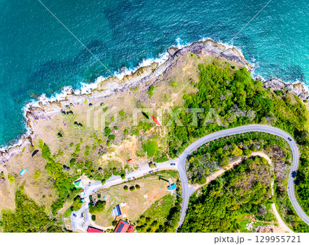 Aerial view of sea landscape view in summer season at Phuket island Thailand Aerial view of sea landscape view in summer season at Phuket island Thailand 129955721