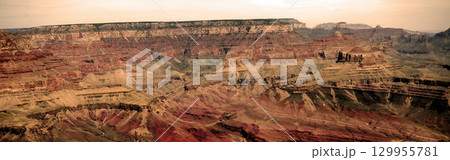 Sunset Hazy Sky Day At The Grand Canyon Arizona 129955781