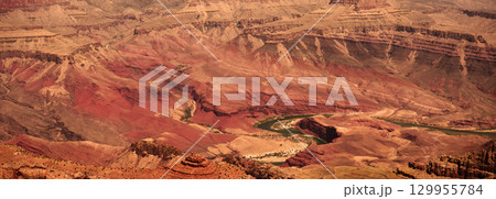 Sunset Hazy Sky Day At The Grand Canyon Arizona 129955784